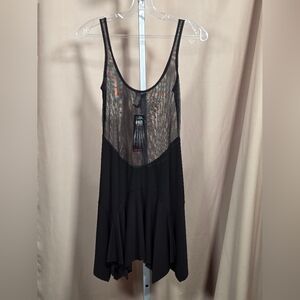 NWT Sympli Black Mesh Peplum Waist Tank Layer Size 4